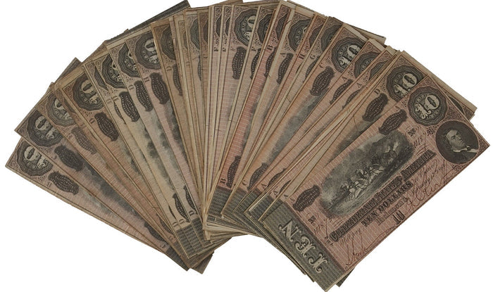 (1) 1861-1865 CONFEDERATE CURRENCY NOTES ~SOUTHERN STATES MONEY ~ GENUINE AUTHENTIC ~ CIVIL WAR ESTATE LOT SALE!