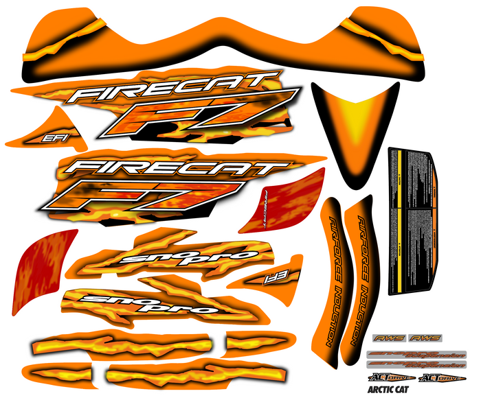 2005 Firecat F7 EFI Sno Pro Orange Decals