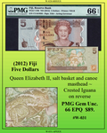 (2012) Fiji Five Dollars ~ PMG GEM UNC66 ~ #W-031
