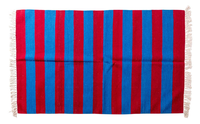 Blue and Red Striped Dhurrie RU192