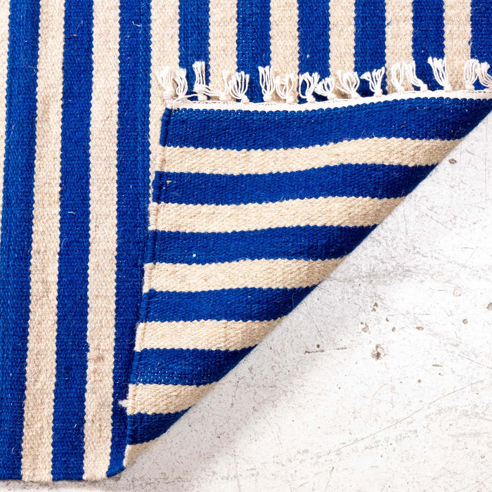 Blue and White Striped Dhurrie Runner RU191