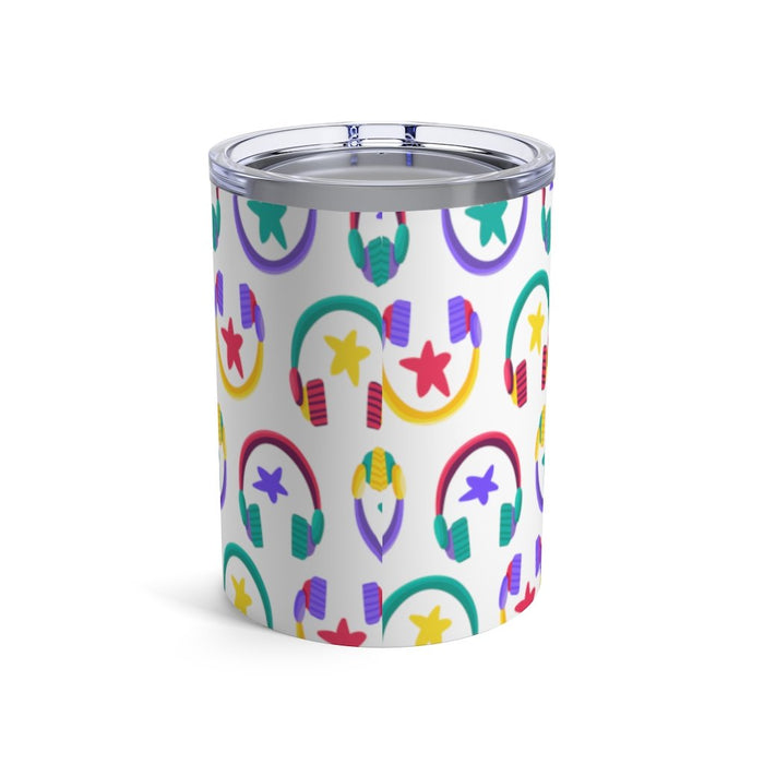 Brightly Colored All Over Headphones Print Insulated Tumbler 10oz Unisex Gift Musician Shipping Included