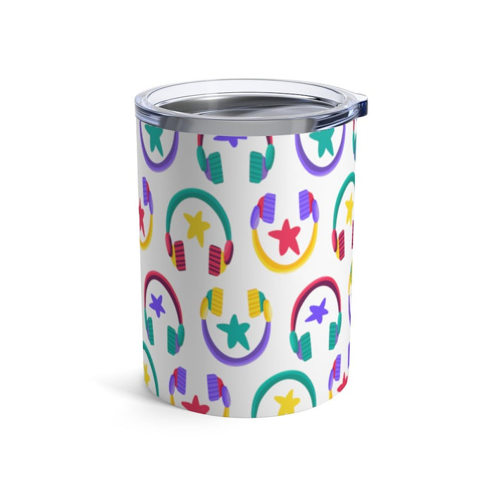 Brightly Colored All Over Headphones Print Insulated Tumbler 10oz Unisex Gift Musician Shipping Included