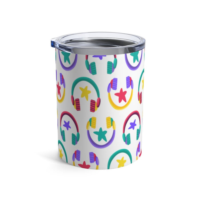 Brightly Colored All Over Headphones Print Insulated Tumbler 10oz Unisex Gift Musician Shipping Included