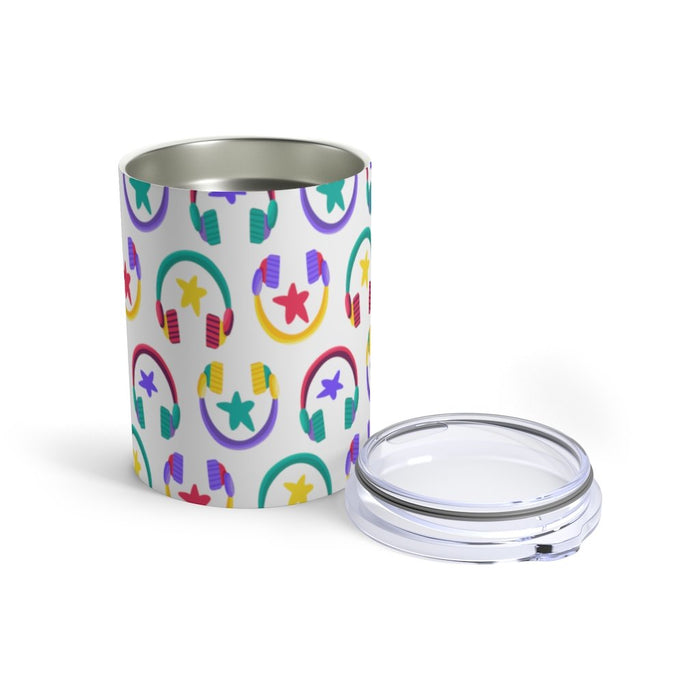 Brightly Colored All Over Headphones Print Insulated Tumbler 10oz Unisex Gift Musician Shipping Included