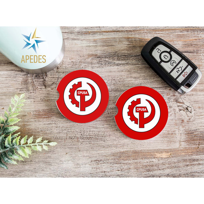 Communist Party USA CPUSA Car Cup Holder Coaster (Set of 2)