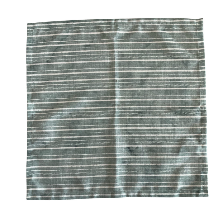 Dinner Napkins in Green Stripes, Set of 4 - NESTED