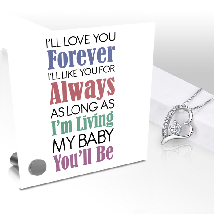 I'll Love You Forever - Glass Message Display and Choice of Gorgeous Pendant in Multi Styles - Shipping Included