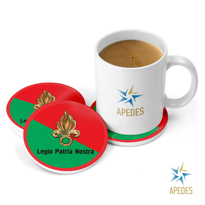 Legio Patria Nostra French Foreign Legion Absorbent Ceramic Coasters for Drinks with Holder (Set of 8)
