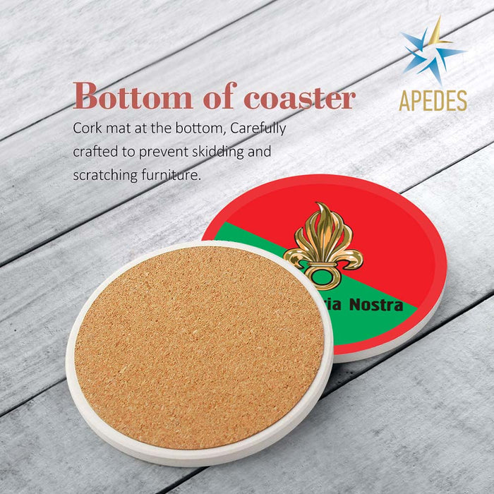 Legio Patria Nostra French Foreign Legion Absorbent Ceramic Coasters for Drinks with Holder (Set of 8)