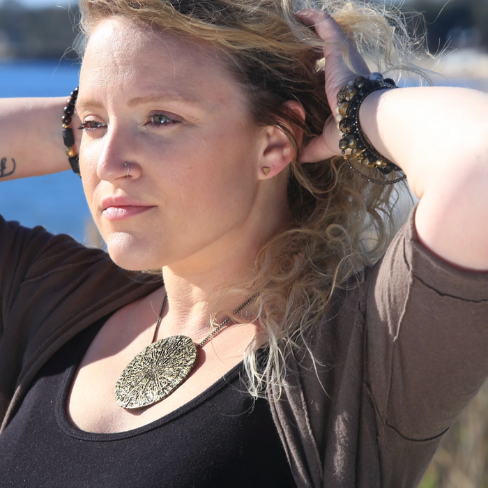 Organic Large Pyrite Sun necklace