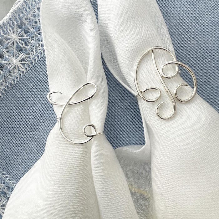 Sterling Silver Monogram Napkin Rings-Julia B. Casa