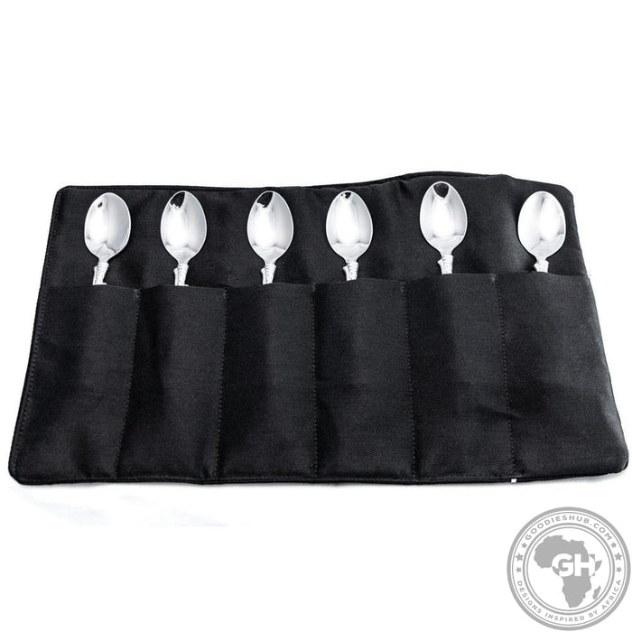Teaspoons Cheetah (155mm) (Set of 6) & Pouch - Cheetah Africa Collection - Diana Carmichael-GoodiesHub