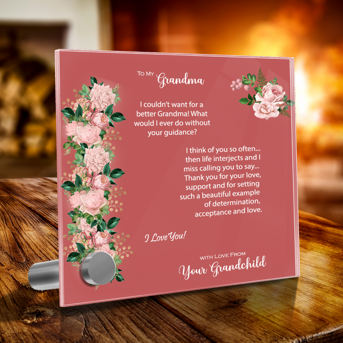 To My Grandma, I Think of You Often - Glass Message Display and Choice of Gorgeous Pendant in Multi Styles - Shipping Included