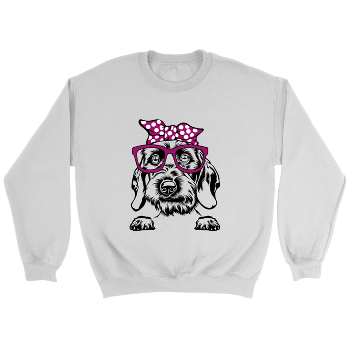 Wirehair Dachshund With Glasses Unisex Sweatshirt Multi Color Extended Sizes Free Shipping